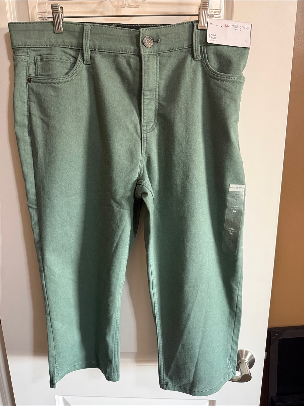 Liz Claiborne Sage Green Sara Crop mid-rise